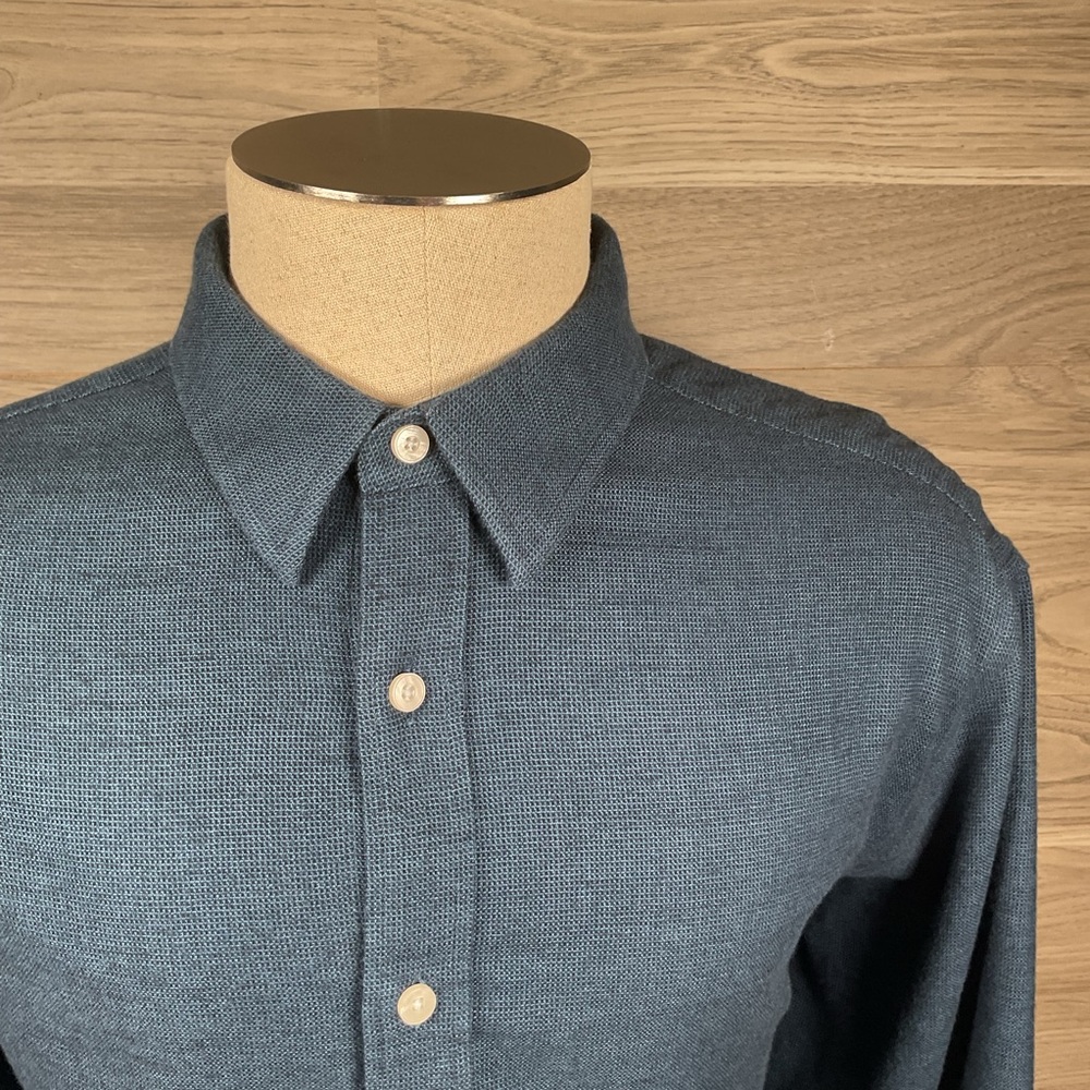 UNTUCKit Veneto Knit Casual Shirt – XL – Dark Blue Textured Cotton